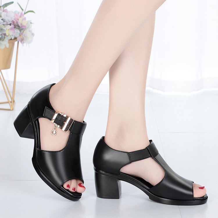 🔥Last Day Promotion 50% OFF - Women's Chunky Heel Leather Sandals