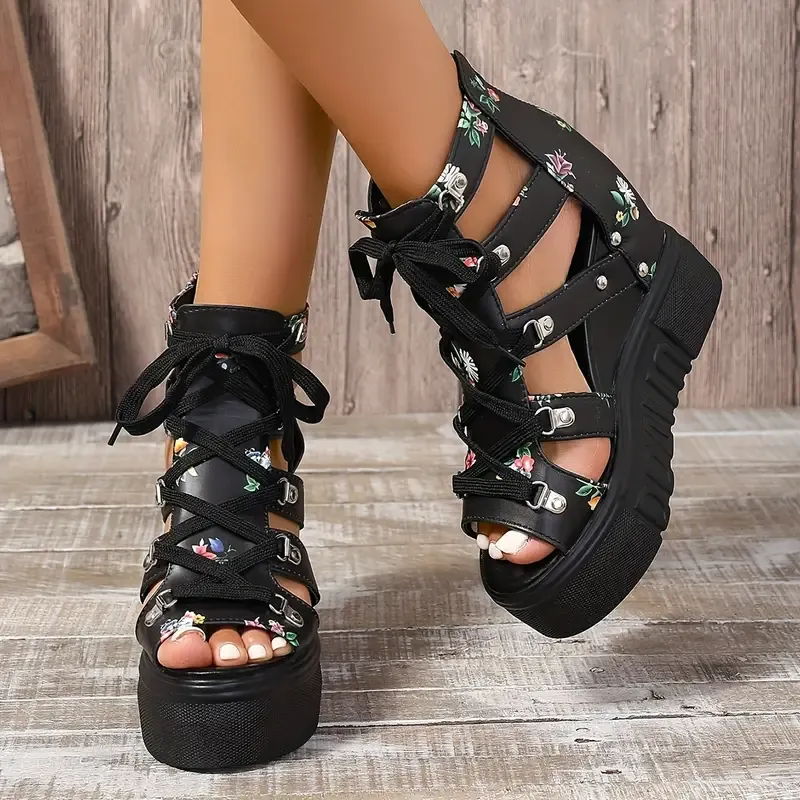 🔥Last Day Promotion 50% OFF - Women's Floral Vintage Wedge Sandals