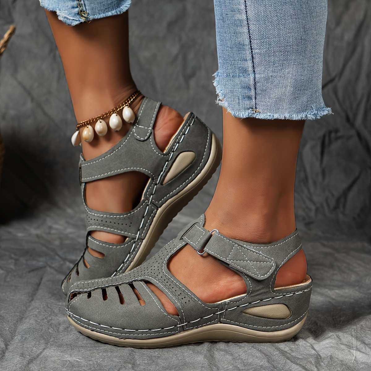 🔥Last Day Promotion 50% OFF - Women's Comfortable Cut-out Wedge Orthopaedic Sandals