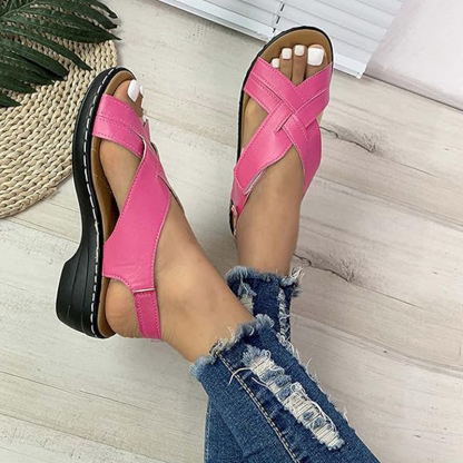 🔥Last Day Promotion 50% OFF - Women's Casual Slope Heel Orthopaedic Leather Sandals