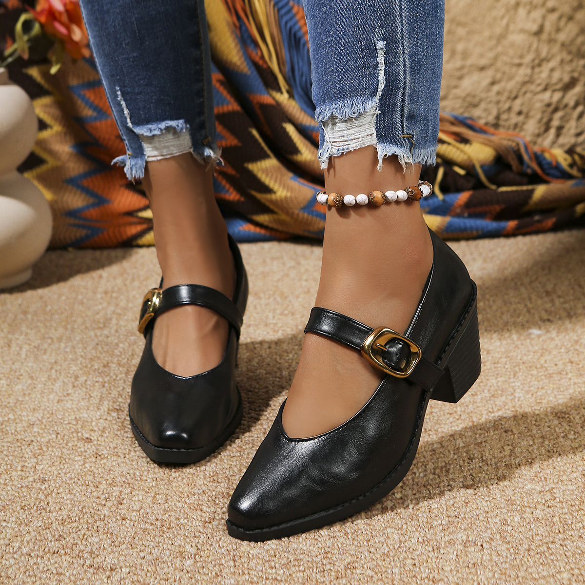 🔥Last Day Promotion 50% OFF - Women's Comfortable Chunky Heel Leather Shoes