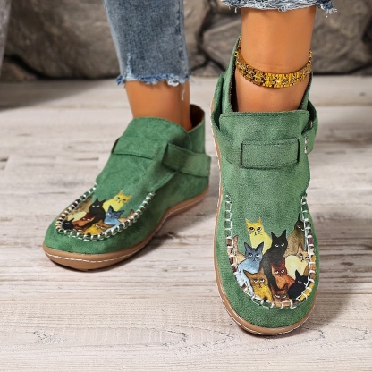 🔥Last Day 50% OFF - Women's Casual Slip-On Kitten-Print Orthopaedic Loafers - Wide Fit, Cushioned Sole Pain Relief