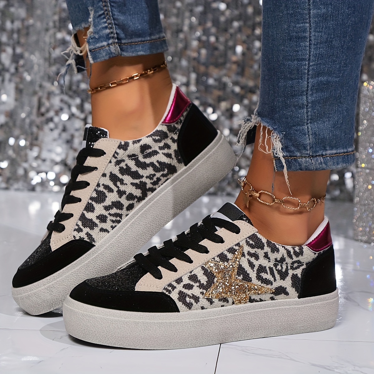🔥Last Day Promotion 50% OFF - Women's Leopard Print Star Sneakers