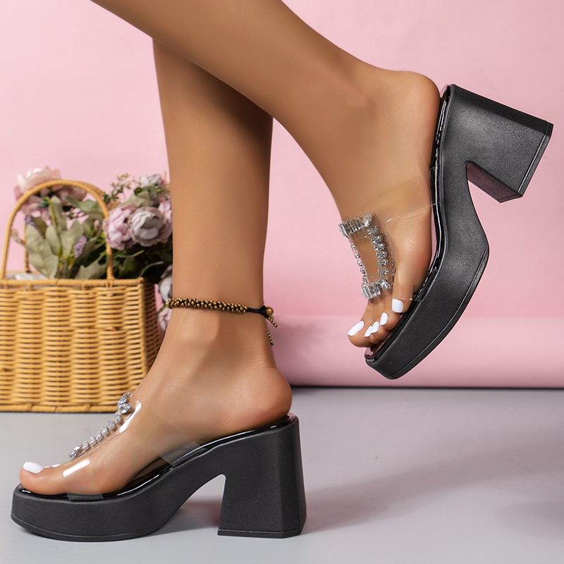 🔥Last Day Promotion 50% OFF - Women's Rhinestone Block Heel Sandals