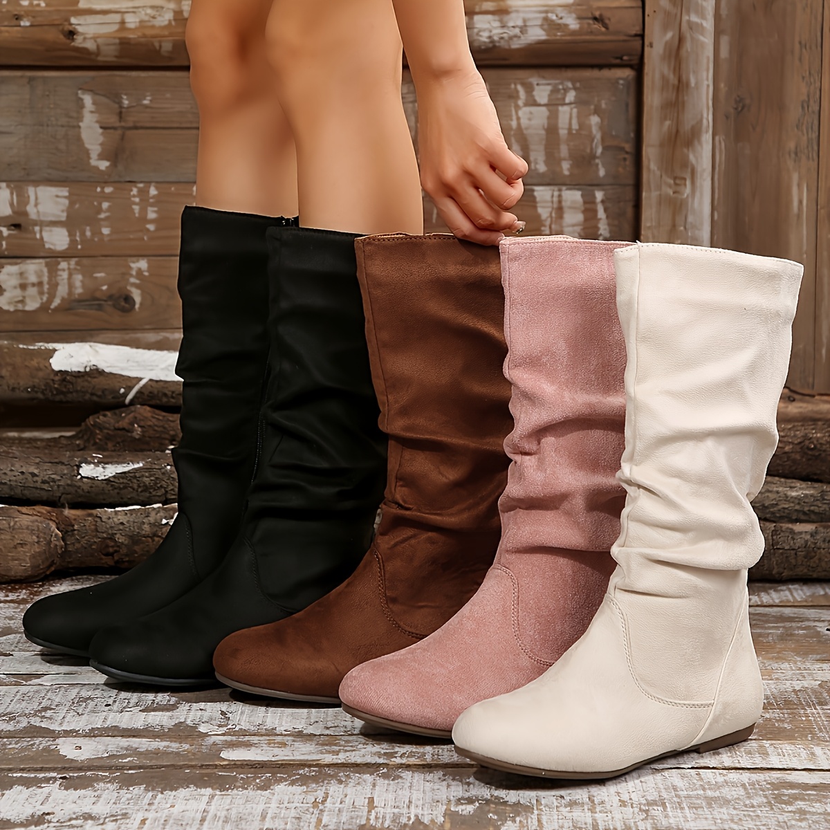 🔥Last Day Promotion 50% OFF - Women's Fashionable Solid Color Mid-Calf Ankle Boots