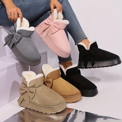 🔥Last Day Promotion 50% OFF - Women's Elegant Bow-Adorned Cozy Plush-Lined  Snow Boots