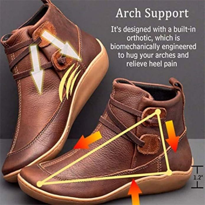 🔥Last Day Promotion 50% OFF - Women's Casual Double Buckle Straps Leather Orthopedic Ankle Boots