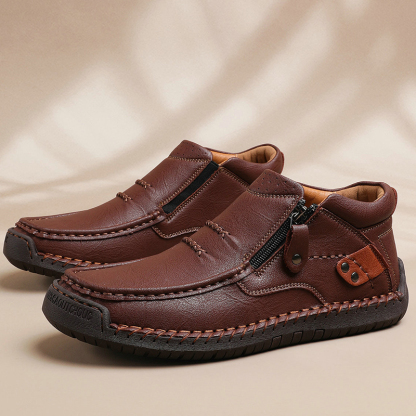 ⏰Last Day! 50% OFF 🔥Men's Handmade Leather Boots with Arch Support & Wide Toe Box | Easy Zip Design