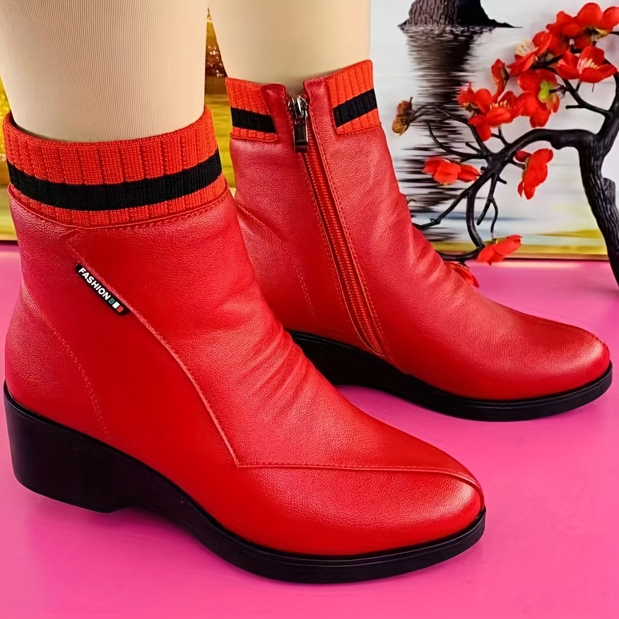 🔥Last Day Promotion 50% OFF - Women's Winter Warm Fleece Leather Ankle Boots