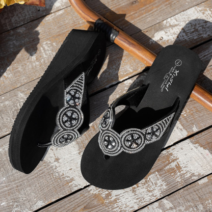 🔥Last Day Promotion 50% OFF - Women's Rhinestone Slope Heel Orthopaedic Sandals