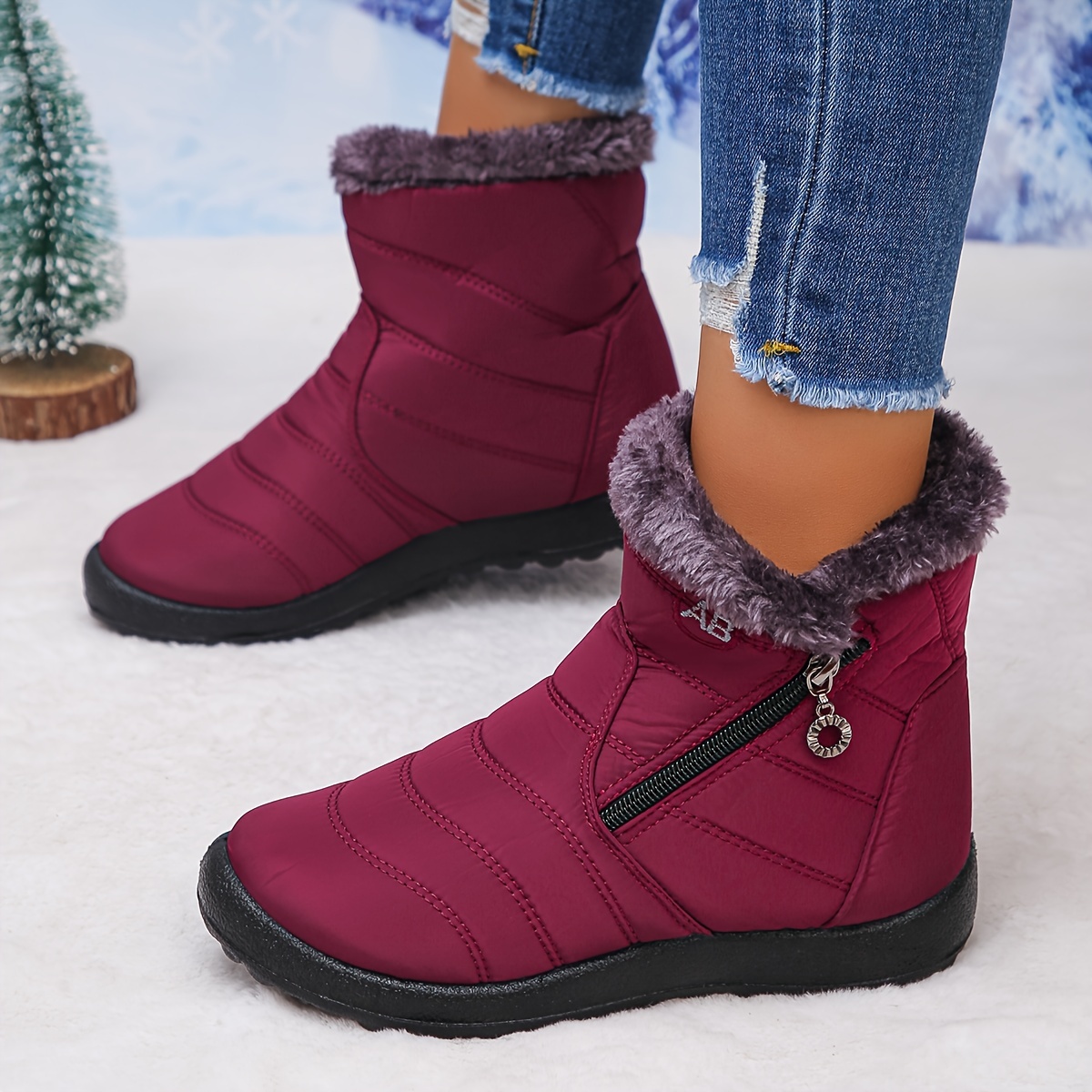 🔥Last Day Promotion 50% OFF - Women's Comfortable Fleece-Lined Slip - On Ankle Boots