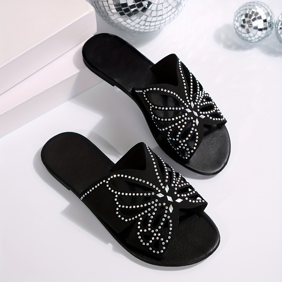🔥Last Day Promotion 50% OFF - Sexy Hollow-Out Rhinestone Butterfly Fashion Slippers