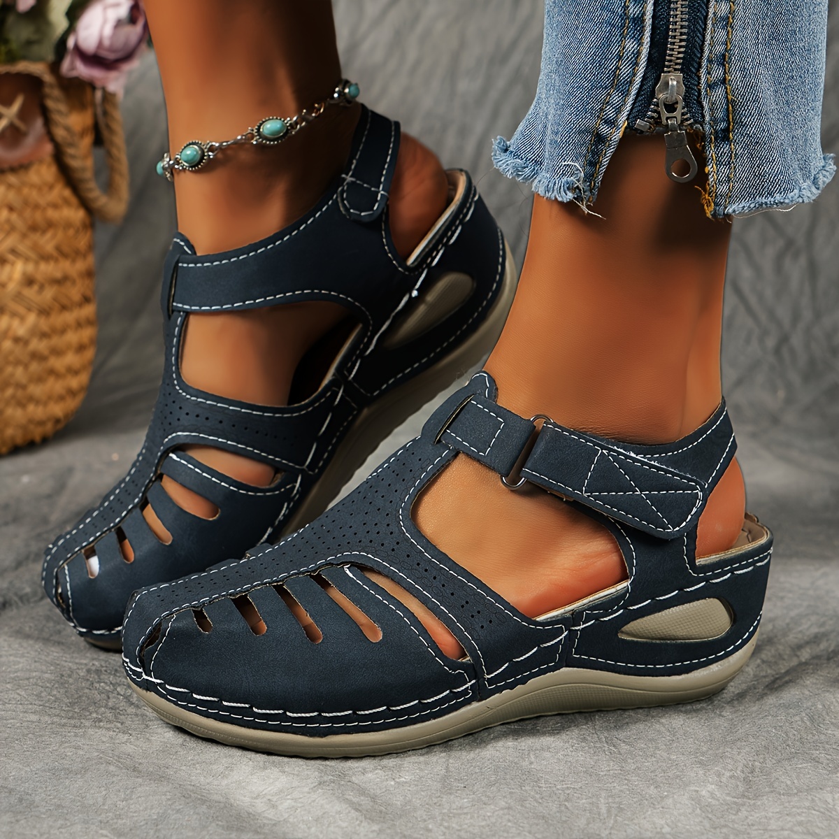 🔥Last Day Promotion 50% OFF - Women's Comfortable Cut-out Wedge Orthopaedic Sandals
