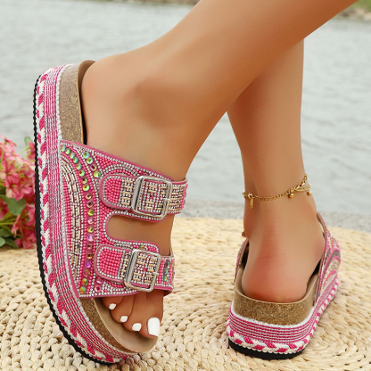 🔥Last Day Promotion 50% OFF - Women's Comfortable Fashion Rhinestone Thick Bottom Sandals