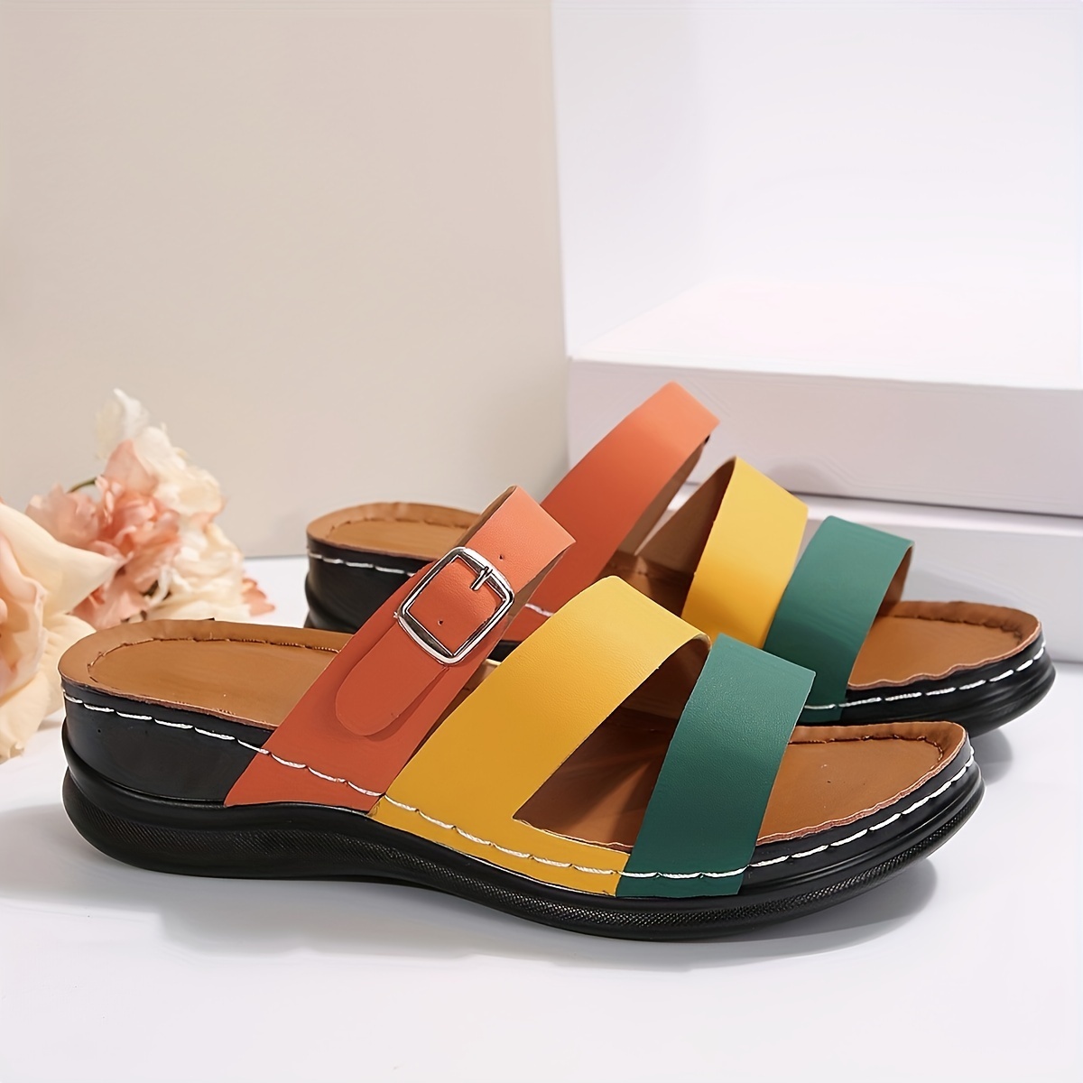 Women's Thick Sole Colour Block Orthopaedic Sandals ( BUY 2 FREE SHIPPING )