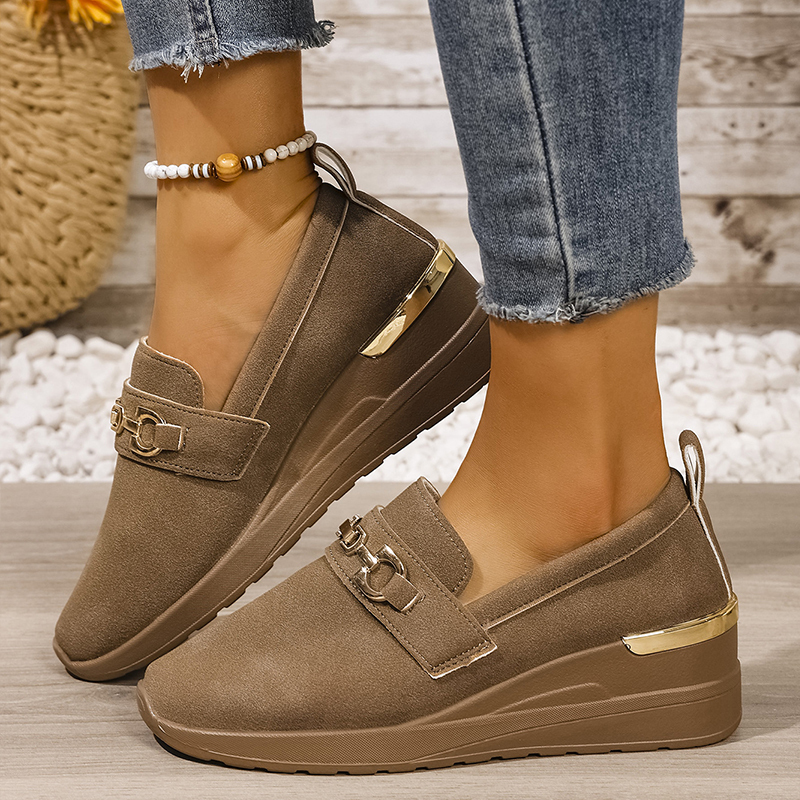 🔥Last Day Promotion 50% OFF - Women's Fashionable Metal Buckle Comfortable Wedge Orthopaedic Sneakers