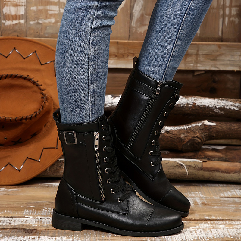 🔥Last Day Promotion 50% OFF - Women's Elegant Zipper Mid-Calf Leather Boots