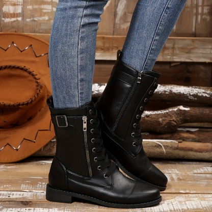 🔥Last Day Promotion 50% OFF - Women's Elegant Zipper Mid-Calf Leather Boots