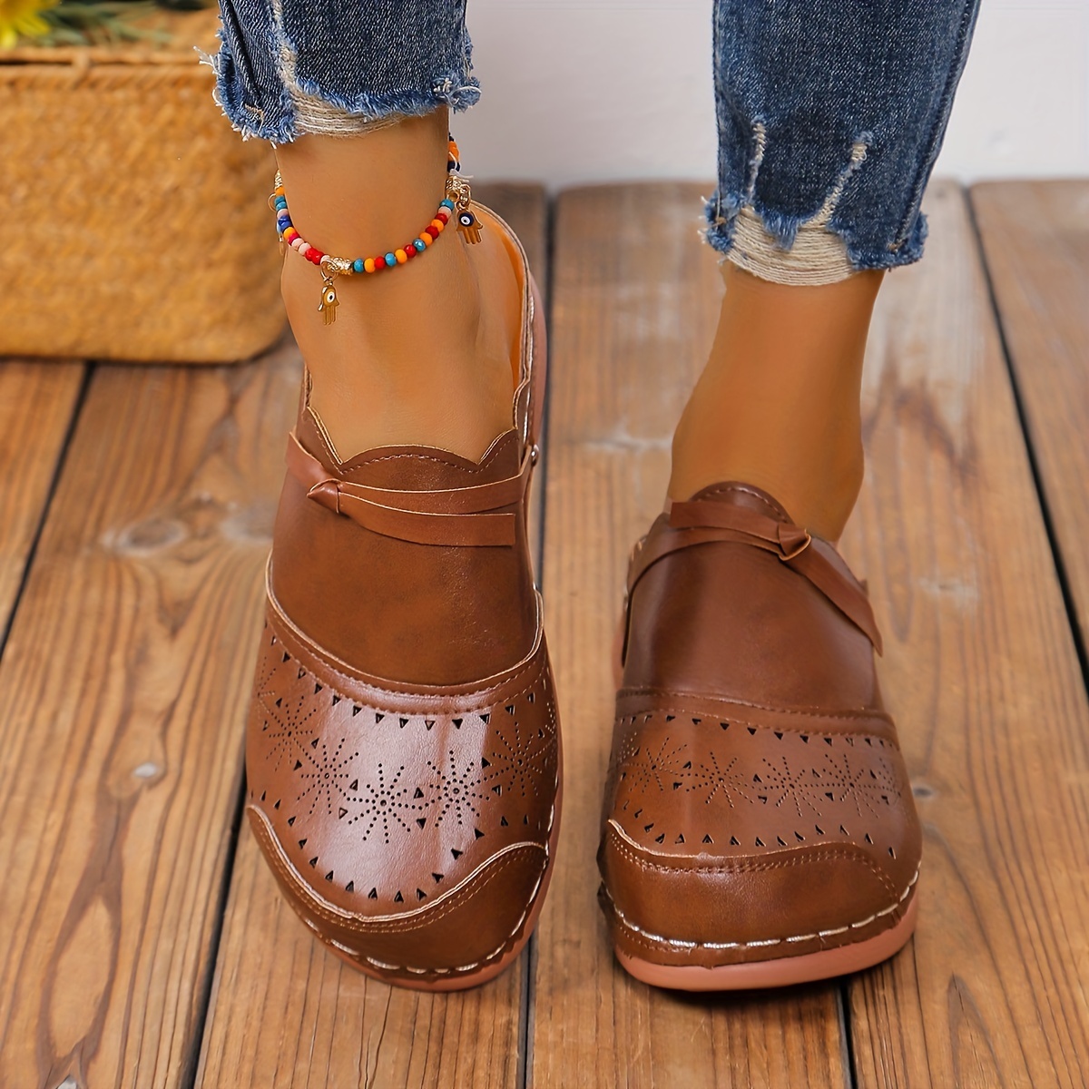 🔥Last Day Promotion 50% OFF - Women's Comfortable Slope Heel Orthopaedic Leather Sandals