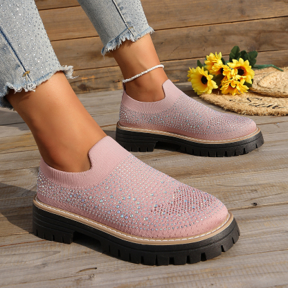 🔥Last Day Promotion 50% OFF - Women’s Fashionable Rhinestone Thick Sole Loafers