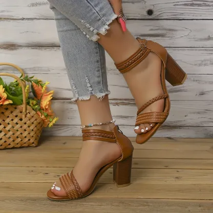 🔥Last Day Promotion 50% OFF - Women's Braided Strap High Heeled Sandals