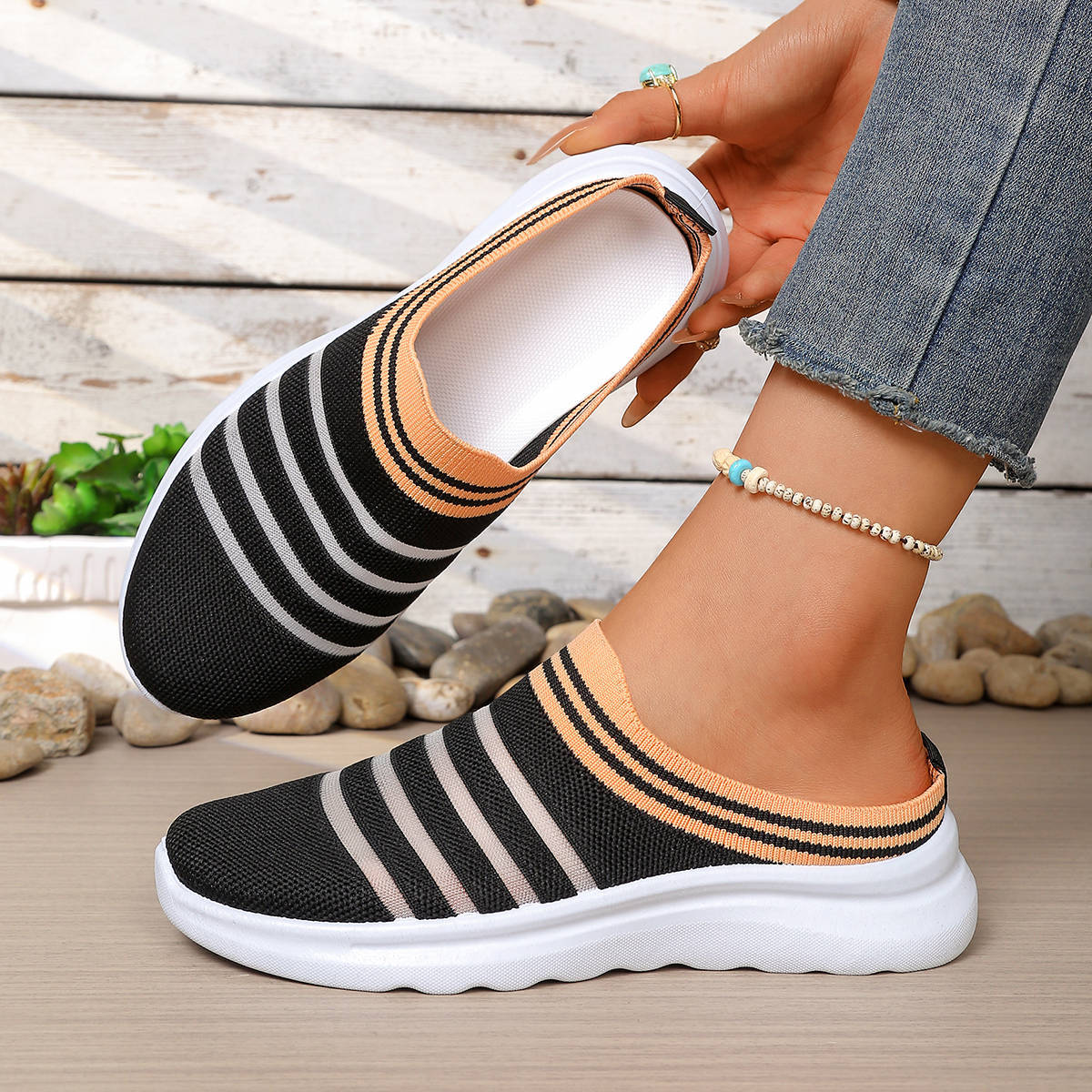 🔥Last Day Promotion 50% OFF - Women's Breathable Backless Slip-On Mule Trainers Lightweight Cushioned Insole Easy Wear