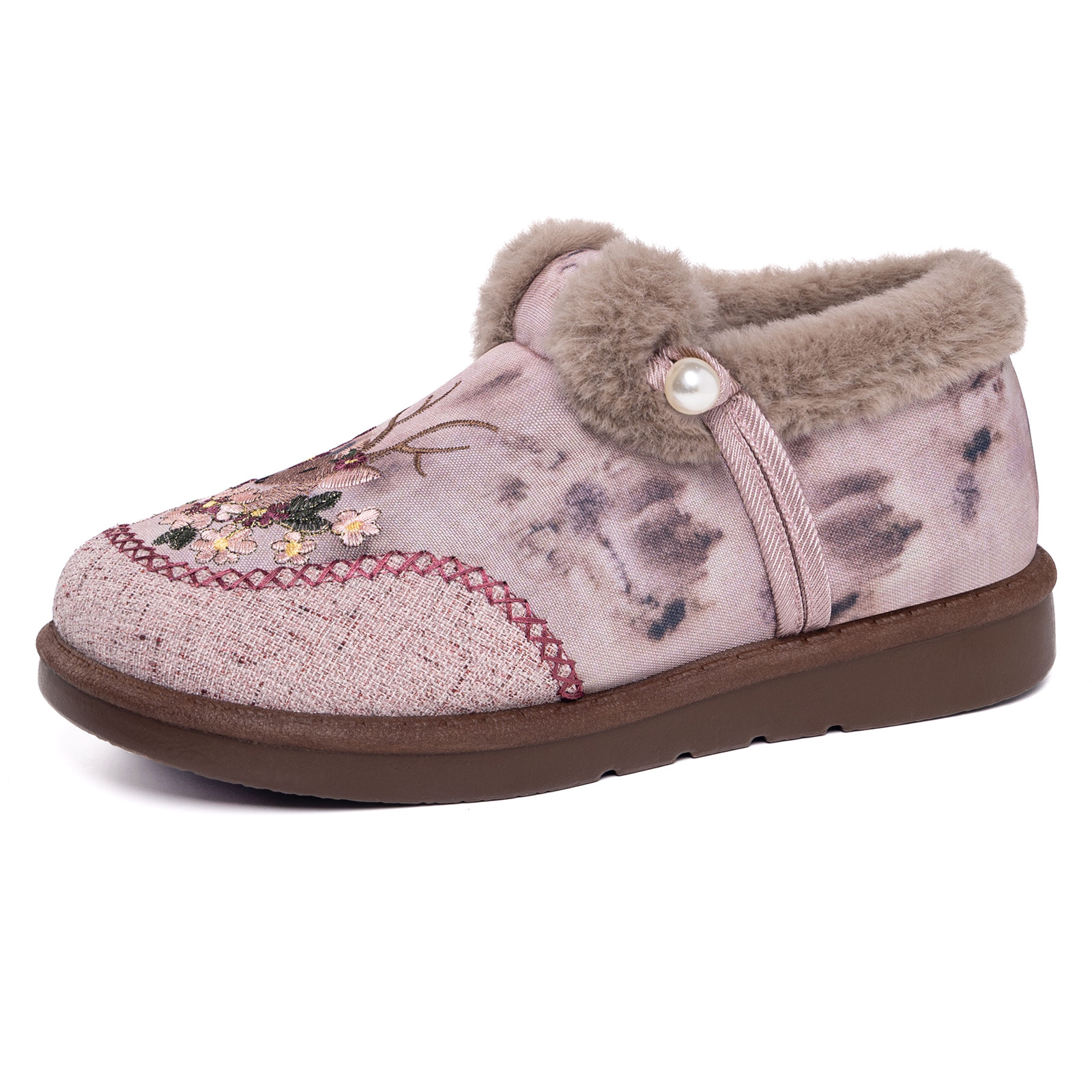 🔥Last Day Promotion 50% OFF - Women's Hand-Embroidered Deer-Motif Warm Casual Shoes