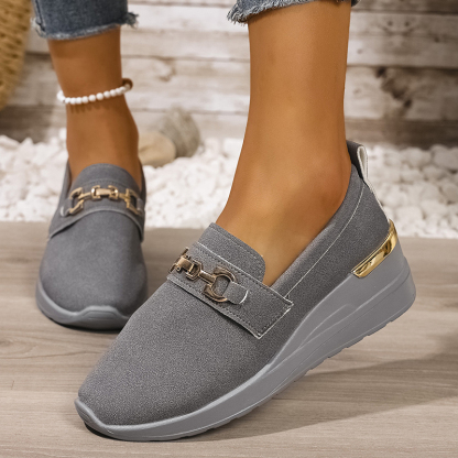 🔥Last Day Promotion 50% OFF - Women's Fashionable Metal Buckle Comfortable Wedge Orthopaedic Sneakers