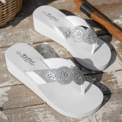 🔥Last Day Promotion 50% OFF - Women's Rhinestone Slope Heel Orthopaedic Sandals