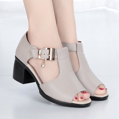 🔥Last Day Promotion 50% OFF - Women's Chunky Heel Leather Sandals
