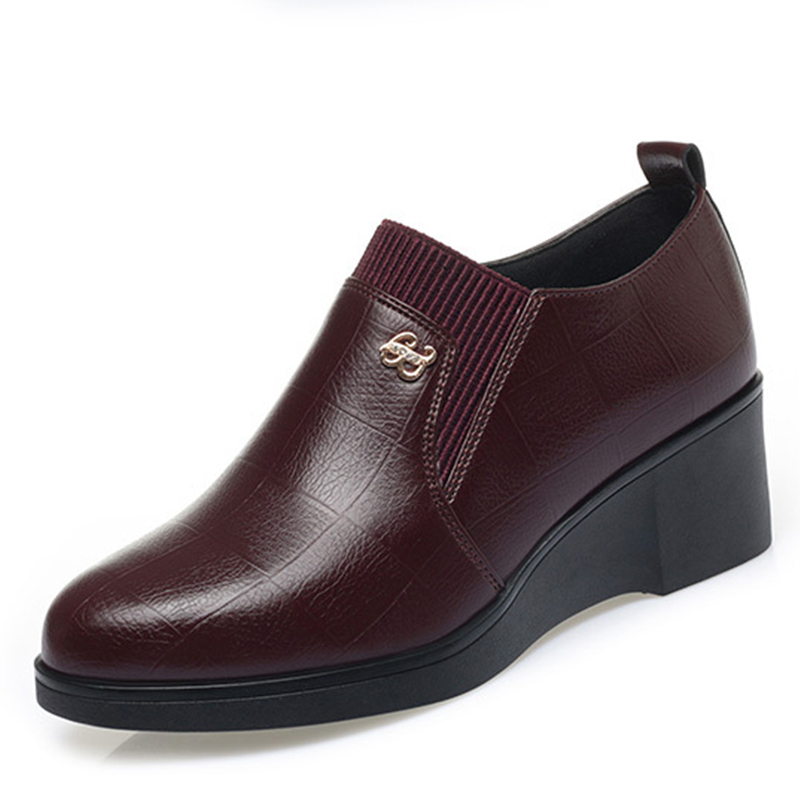 🔥Last Day Promotion 50% OFF - Women's Solid-Colour Fashion Wedge Orthopaedic Leather Shoes