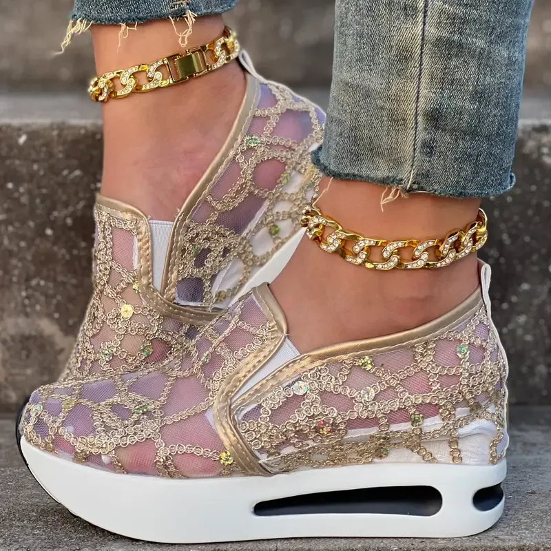 🔥Last Day Promotion 50% OFF - Women's Sequin Embellished Mesh Sneakers