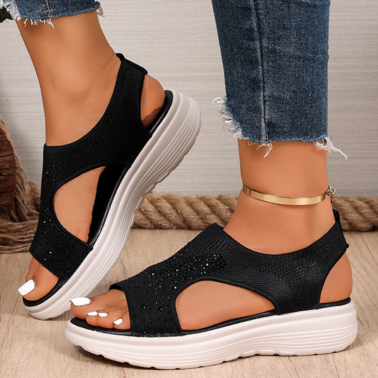 🔥Last Day Promotion 50% OFF - Women's Comfortable Open-toe Rhinestones Orthopaedic Sandals