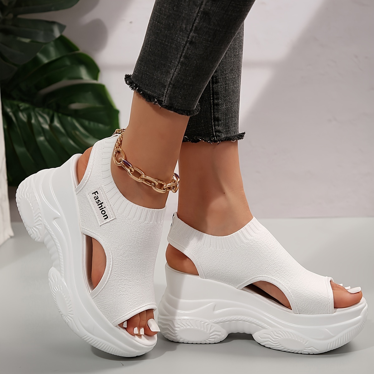 🔥Last Day Promotion 50% OFF - Women's Knitted Thickened Elastic Soft Sole Walking Sandals