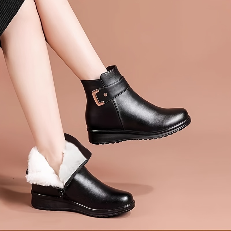 🔥Last Day Promotion 50% OFF - Women's Thermal Winter Leather Boots with Fleece Lining