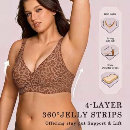 🔥LAST DAY 70% OFF - Super Firming Leopard Print Jelly Bra | Women Wirefree Bras 👍No More Sagging Breasts