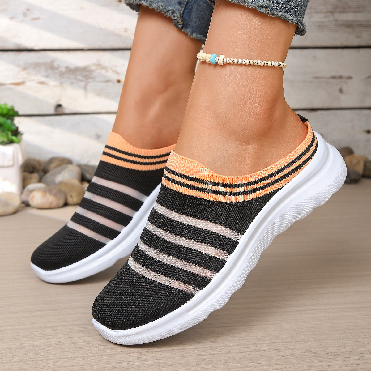 🔥Last Day Promotion 50% OFF - Women's Breathable Backless Slip-On Mule Trainers Lightweight Cushioned Insole Easy Wear