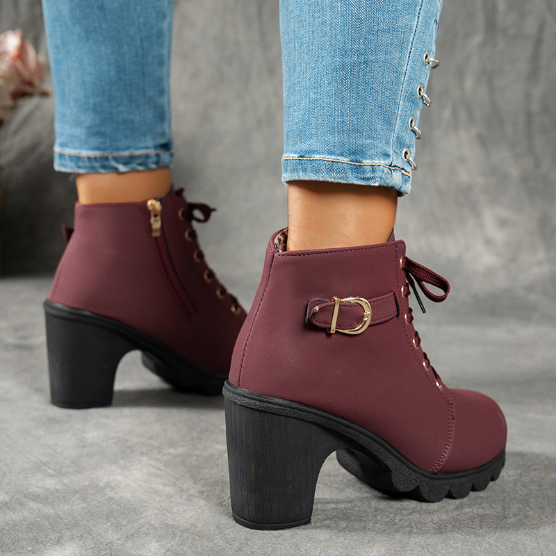 🔥Last Day Promotion 50% OFF - Women's Side-Zip Mid-Heel Leather Ankle Boots