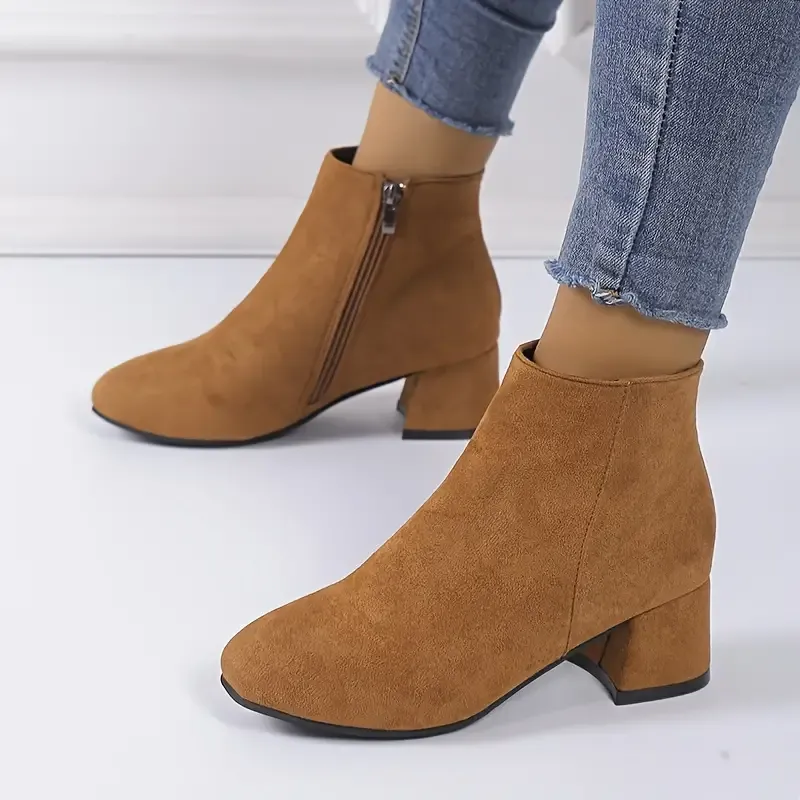 🔥Last Day Promotion 50% OFF - Women's Comfortable Solid Colour Slope Heel Ankle Boots