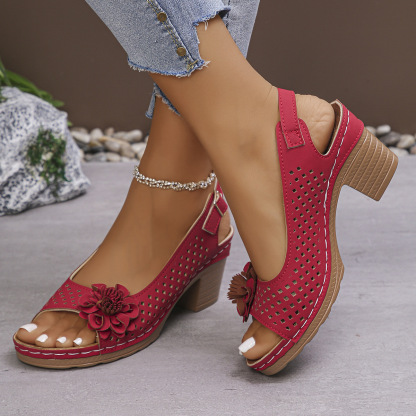 🔥Last Day Promotion 50% OFF - Women's Flower Block Heel Sandals