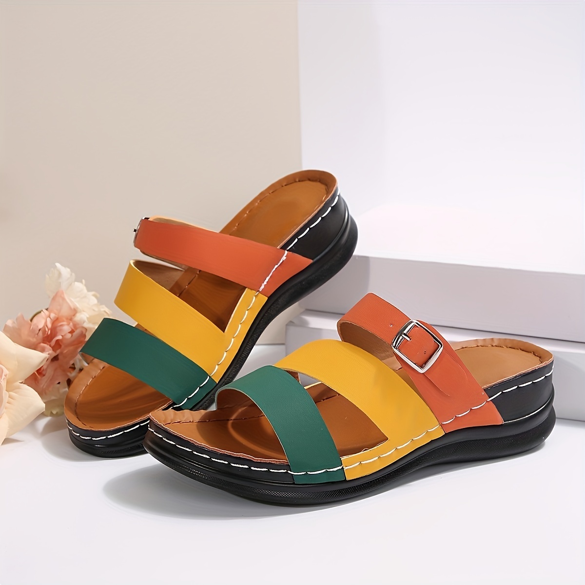 Women's Thick Sole Colour Block Orthopaedic Sandals ( BUY 2 FREE SHIPPING )