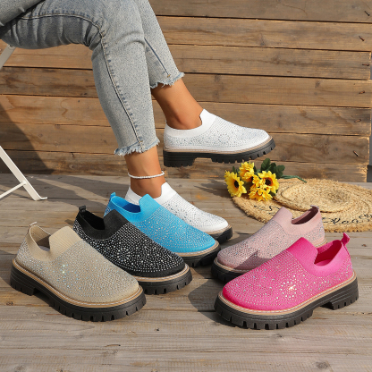 🔥Last Day Promotion 50% OFF - Women’s Fashionable Rhinestone Thick Sole Loafers