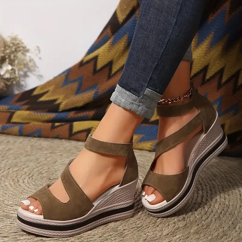 🔥Last Day Promotion 50% OFF - Women's Comfort Solid Colour Wedge Sandals