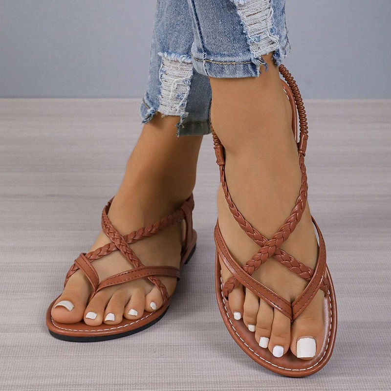 🔥Last Day Promotion 50% OFF - Women's Leather Woven Flat Sandals
