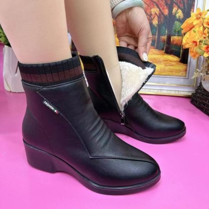 🔥Last Day Promotion 50% OFF - Women's Winter Warm Fleece Leather Ankle Boots