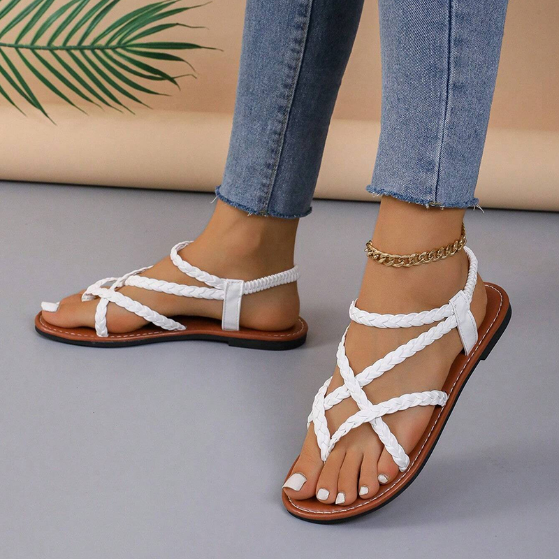🔥Last Day Promotion 50% OFF - Women's Leather Woven Flat Sandals