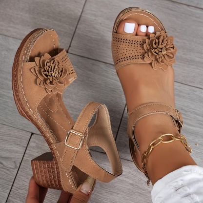 🔥Last Day Promotion 50% OFF - Women's Flower Chunky Heel Sandals