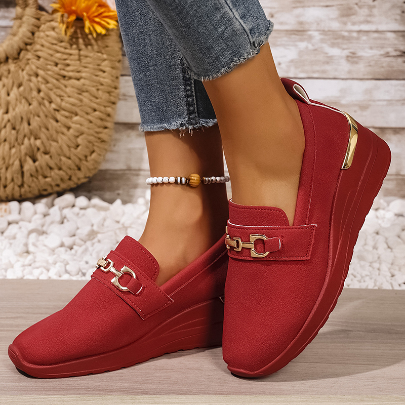 🔥Last Day Promotion 50% OFF - Women's Fashionable Metal Buckle Comfortable Wedge Orthopaedic Sneakers