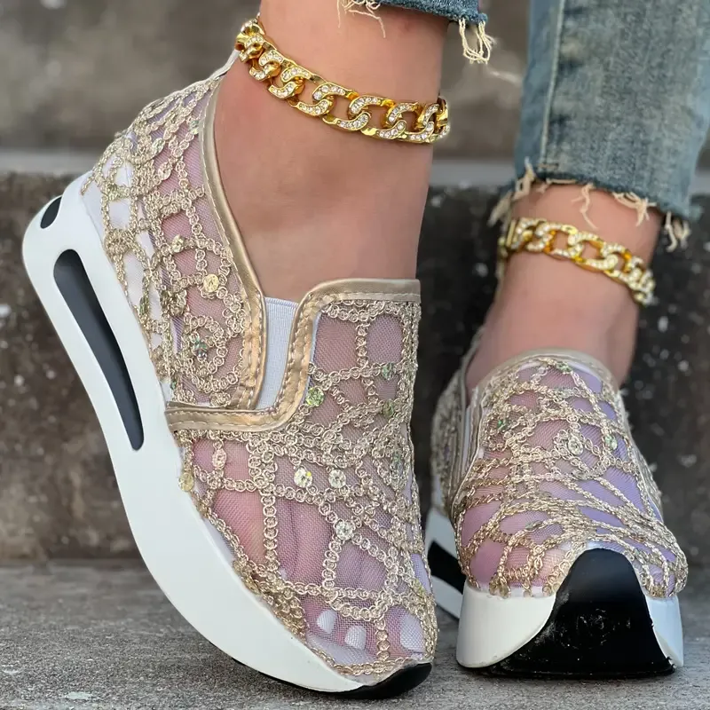🔥Last Day Promotion 50% OFF - Women's Sequin Embellished Mesh Sneakers