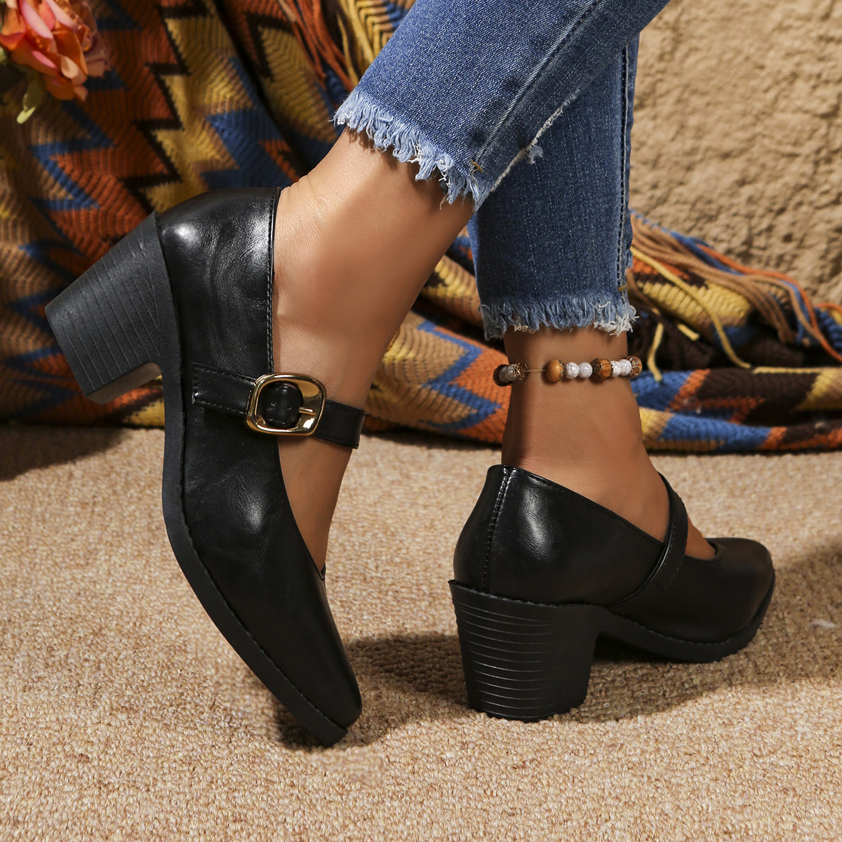 🔥Last Day Promotion 50% OFF - Women's Comfortable Chunky Heel Leather Shoes